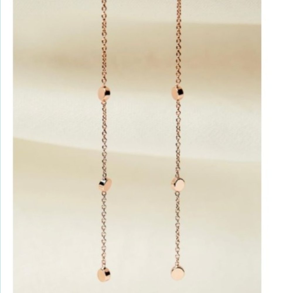 La Meno18k Rose Gold Plated Threader Earrings Dangle Earrings
